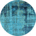 Round Oriental Light Blue Industrial Rug, urb2601lblu