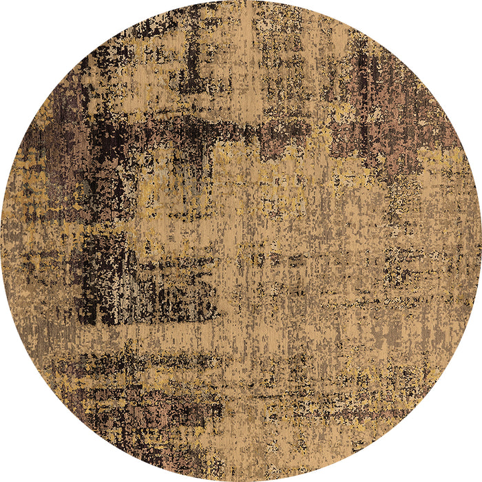 Round Machine Washable Oriental Brown Industrial Rug, wshurb2601brn