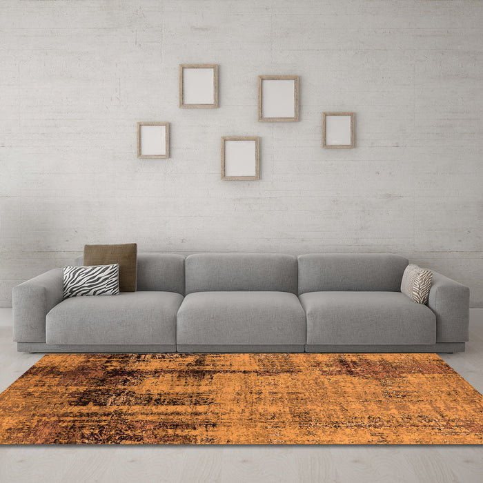 Machine Washable Oriental Orange Industrial Area Rugs in a Living Room, wshurb2601org