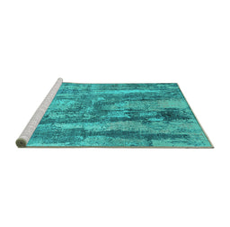 Sideview of Machine Washable Oriental Turquoise Industrial Area Rugs, wshurb2602turq