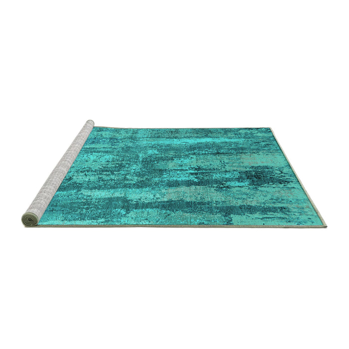 Sideview of Machine Washable Oriental Turquoise Industrial Area Rugs, wshurb2602turq