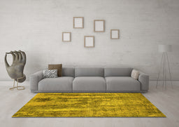 Machine Washable Oriental Yellow Industrial Rug in a Living Room, wshurb2602yw