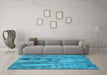 Machine Washable Oriental Light Blue Industrial Rug in a Living Room, wshurb2602lblu