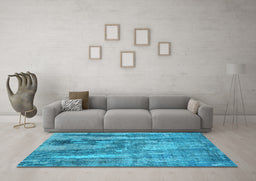 Machine Washable Oriental Light Blue Industrial Rug in a Living Room, wshurb2602lblu