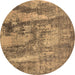 Round Oriental Brown Industrial Rug, urb2602brn