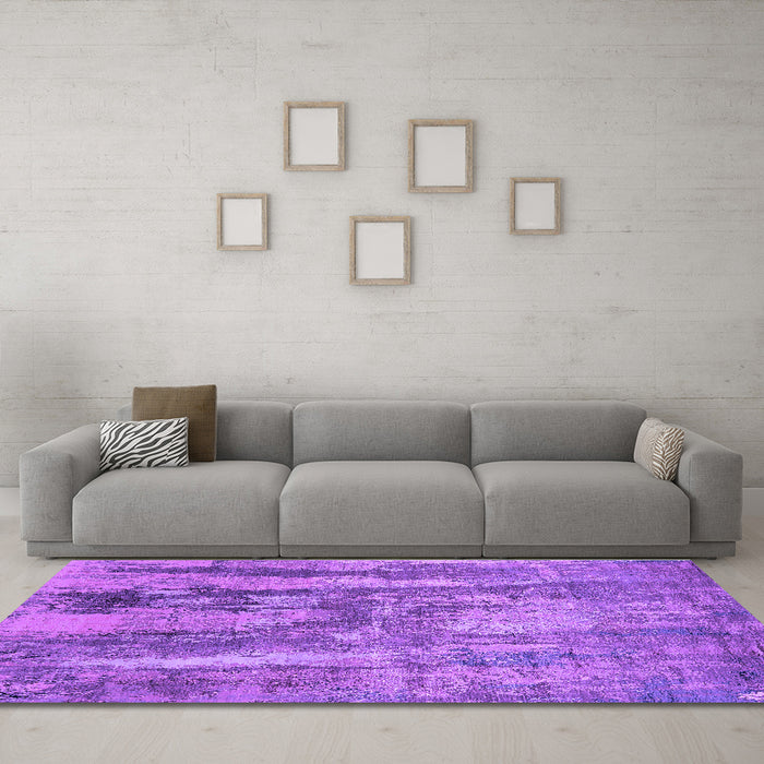 Machine Washable Oriental Purple Industrial Area Rugs in a Living Room, wshurb2602pur