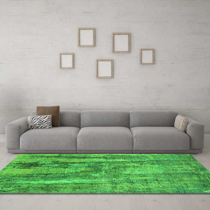 Machine Washable Oriental Green Industrial Area Rugs in a Living Room,, wshurb2602grn