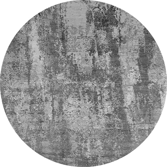 Round Machine Washable Oriental Gray Industrial Rug, wshurb2602gry