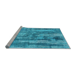 Sideview of Machine Washable Oriental Light Blue Industrial Rug, wshurb2602lblu