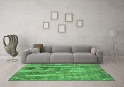 Machine Washable Oriental Emerald Green Industrial Area Rugs in a Living Room,, wshurb2602emgrn
