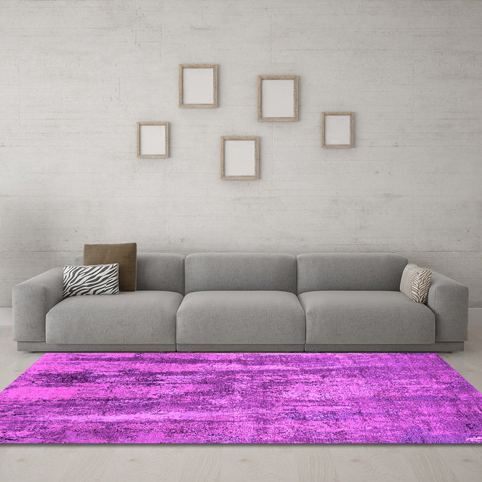 Machine Washable Oriental Pink Industrial Rug in a Living Room, wshurb2602pnk