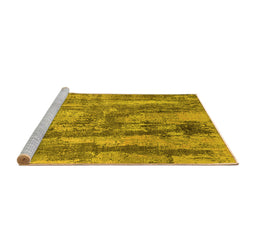 Sideview of Machine Washable Oriental Yellow Industrial Rug, wshurb2602yw