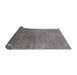 Sideview of Mid-Century Modern Carbon Gray Oriental Rug, urb2603