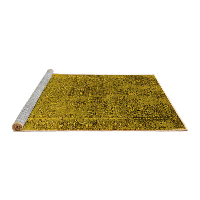 Sideview of Machine Washable Oriental Yellow Industrial Rug, wshurb2603yw