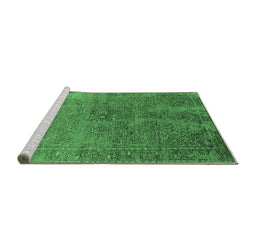 Sideview of Machine Washable Oriental Emerald Green Industrial Area Rugs, wshurb2603emgrn