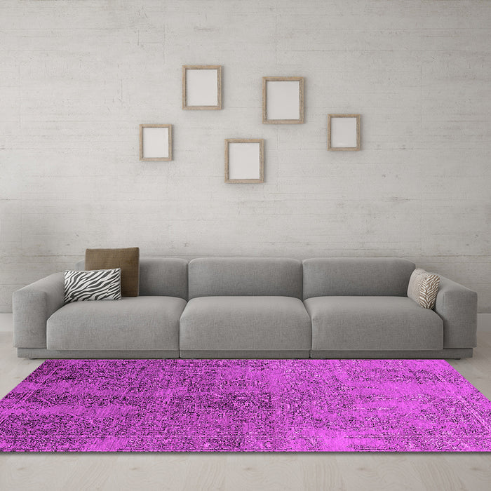 Machine Washable Oriental Pink Industrial Rug in a Living Room, wshurb2603pnk
