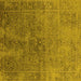 Square Machine Washable Oriental Yellow Industrial Rug, wshurb2603yw