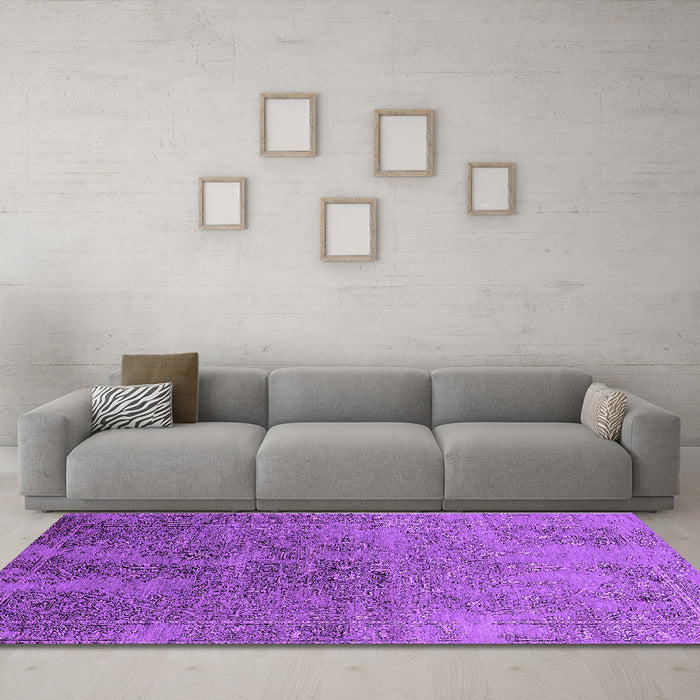 Machine Washable Oriental Purple Industrial Area Rugs in a Living Room, wshurb2603pur