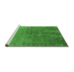 Sideview of Machine Washable Oriental Green Industrial Area Rugs, wshurb2603grn