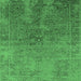 Square Machine Washable Oriental Emerald Green Industrial Area Rugs, wshurb2603emgrn