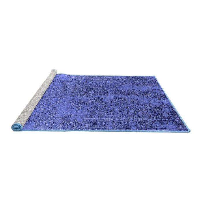 Sideview of Machine Washable Oriental Blue Industrial Rug, wshurb2603blu