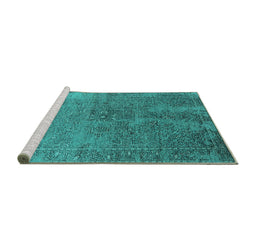 Sideview of Machine Washable Oriental Turquoise Industrial Area Rugs, wshurb2603turq