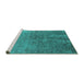 Sideview of Machine Washable Oriental Turquoise Industrial Area Rugs, wshurb2603turq