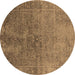 Round Machine Washable Oriental Brown Industrial Rug, wshurb2603brn