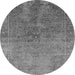 Round Machine Washable Oriental Gray Industrial Rug, wshurb2603gry