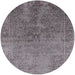 Round Mid-Century Modern Carbon Gray Oriental Rug, urb2603