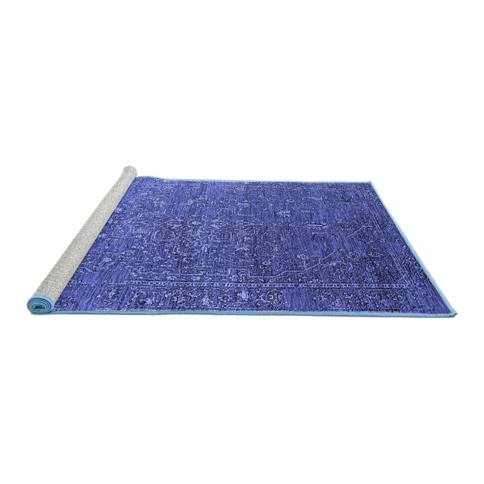 Sideview of Machine Washable Oriental Blue Industrial Rug, wshurb2604blu
