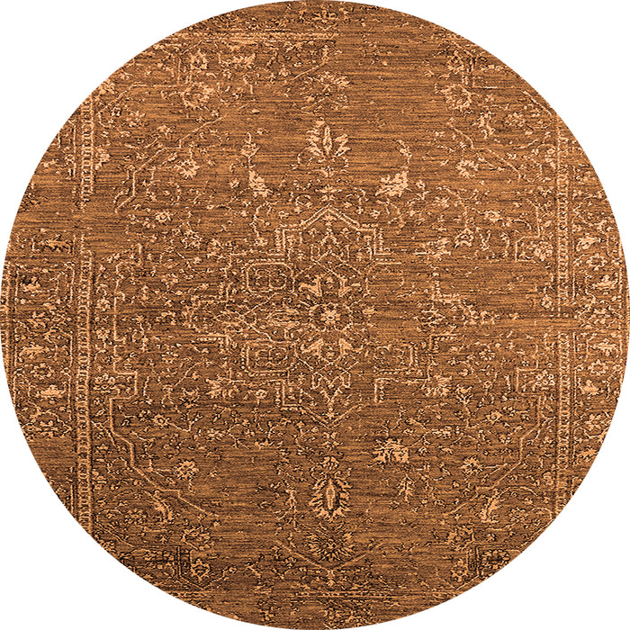 Round Oriental Orange Industrial Rug, urb2604org