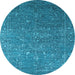 Round Oriental Light Blue Industrial Rug, urb2604lblu