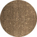 Round Oriental Brown Industrial Rug, urb2604brn