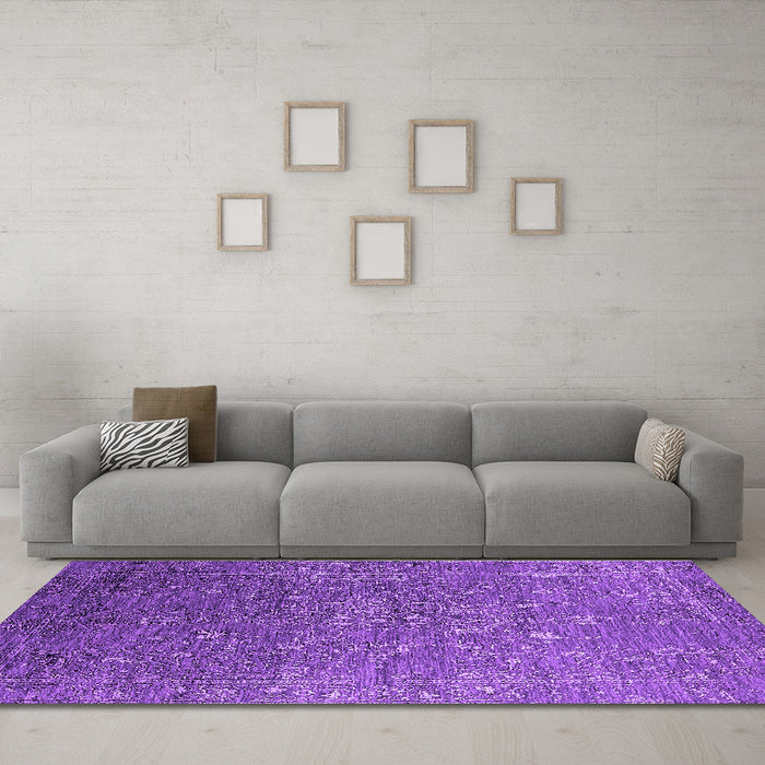 Machine Washable Oriental Purple Industrial Area Rugs in a Living Room, wshurb2604pur