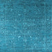 Square Machine Washable Oriental Light Blue Industrial Rug, wshurb2604lblu