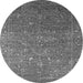 Round Machine Washable Oriental Gray Industrial Rug, wshurb2604gry