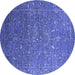 Round Oriental Blue Industrial Rug, urb2604blu