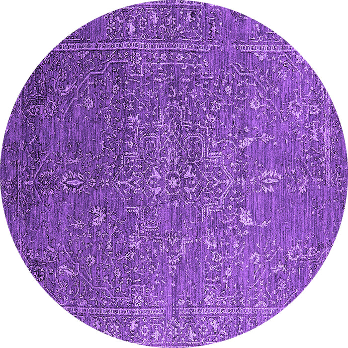 Round Machine Washable Oriental Purple Industrial Area Rugs, wshurb2604pur