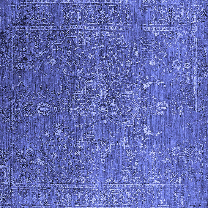 Square Machine Washable Oriental Blue Industrial Rug, wshurb2604blu