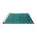 Sideview of Machine Washable Oriental Turquoise Industrial Area Rugs, wshurb2604turq