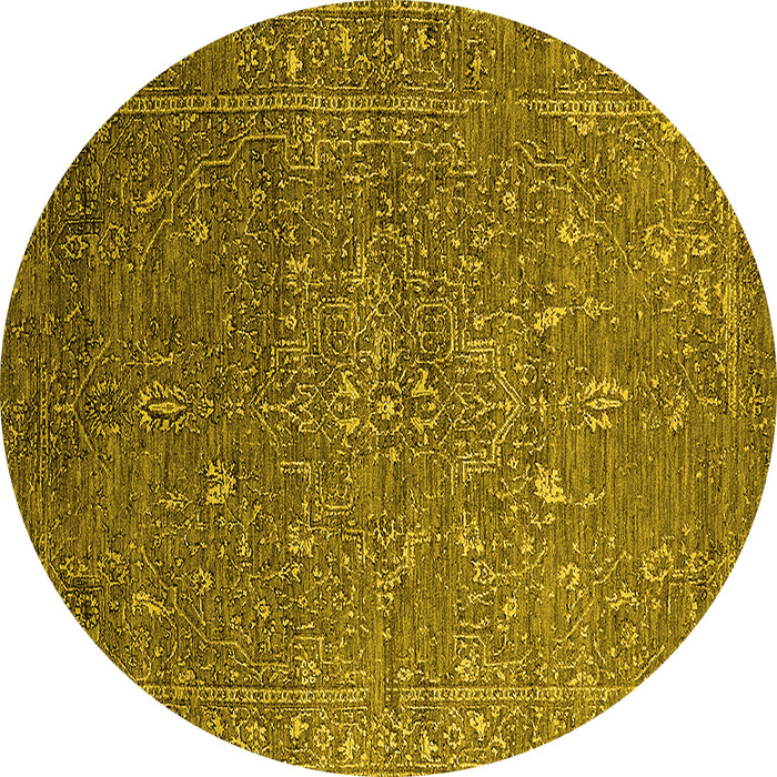 Round Oriental Yellow Industrial Rug, urb2604yw