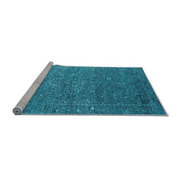 Sideview of Machine Washable Oriental Light Blue Industrial Rug, wshurb2604lblu