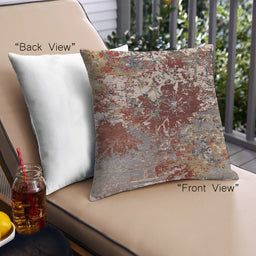 Front View of Mid-Century Modern Urban Square Dark Sienna Brown Throw Pillow, 18 inch by 18 inch, pwurb2605