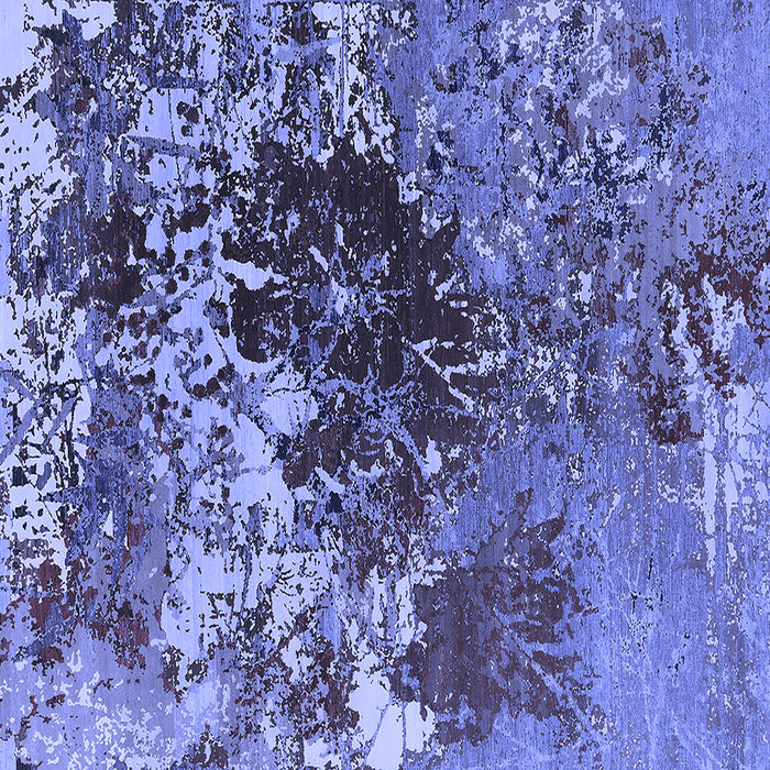 Square Machine Washable Oriental Blue Industrial Rug, wshurb2605blu