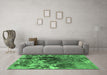 Machine Washable Oriental Emerald Green Industrial Area Rugs in a Living Room,, wshurb2605emgrn