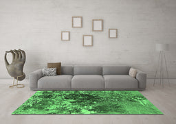 Machine Washable Oriental Emerald Green Industrial Area Rugs in a Living Room,, wshurb2605emgrn