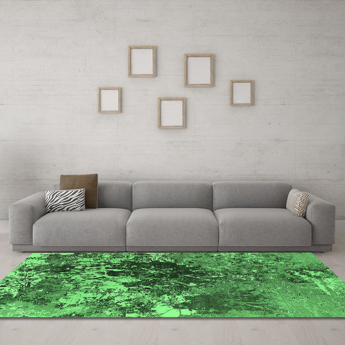 Machine Washable Oriental Emerald Green Industrial Area Rugs in a Living Room,, wshurb2605emgrn