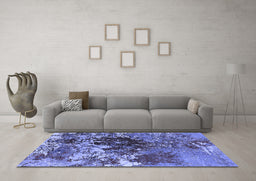 Machine Washable Oriental Blue Industrial Rug in a Living Room, wshurb2605blu