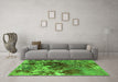 Machine Washable Oriental Green Industrial Area Rugs in a Living Room,, wshurb2605grn